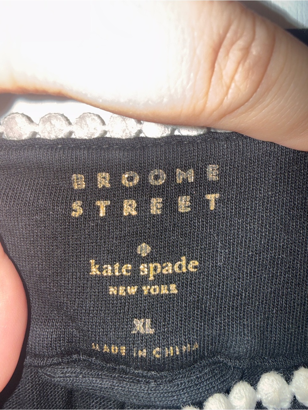 Kate Spade Black Mini Dress with White Floral Embroidery & Dotted Edge - Picture 2 of 4